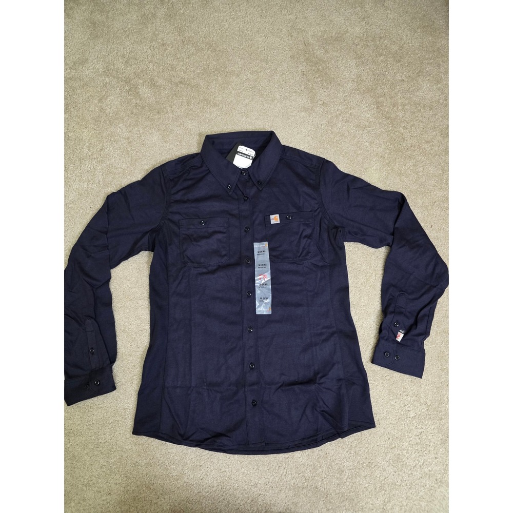 Carhartt Force Womens FR Long Sleeve Work Shirt Dark Navy 102687-410 Size M 8/10